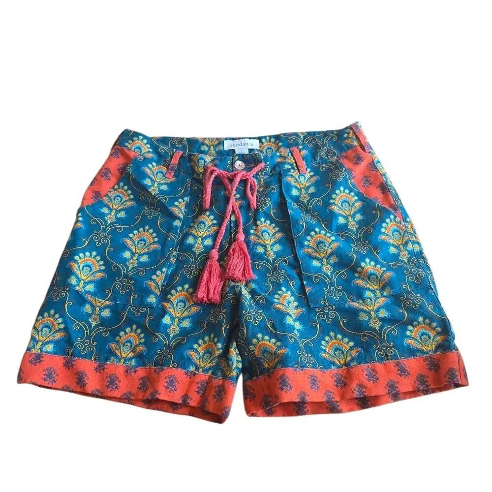 Sundance womens Sz S teal print kalini shorts